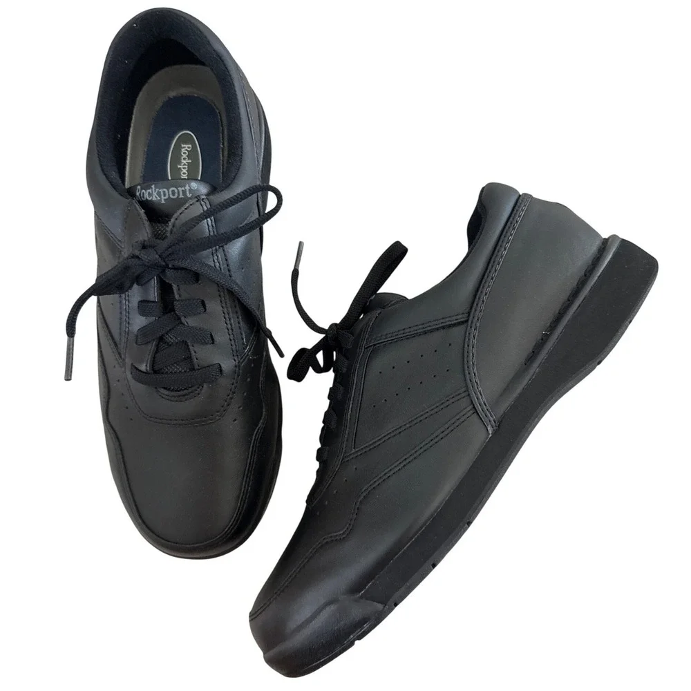 Rockport MilProWalker M7108W Black Leather Walking Shoe Mens 9.5W Wide NIB New